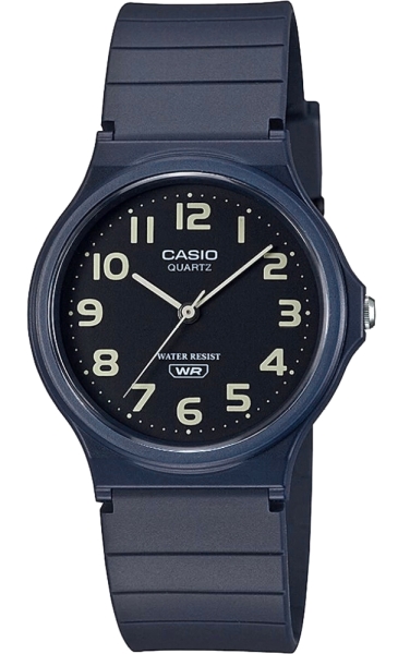Zegarek męski Casio MQ-24UC-2BDF CA0037 na granatowym pasku, czarna tarcza kolor —