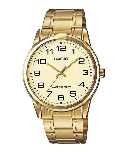 Zegarek męski Casio MTP-V001G-9BUDF CA0226 stalowa bransoleta, miodowa tarcza kolor —