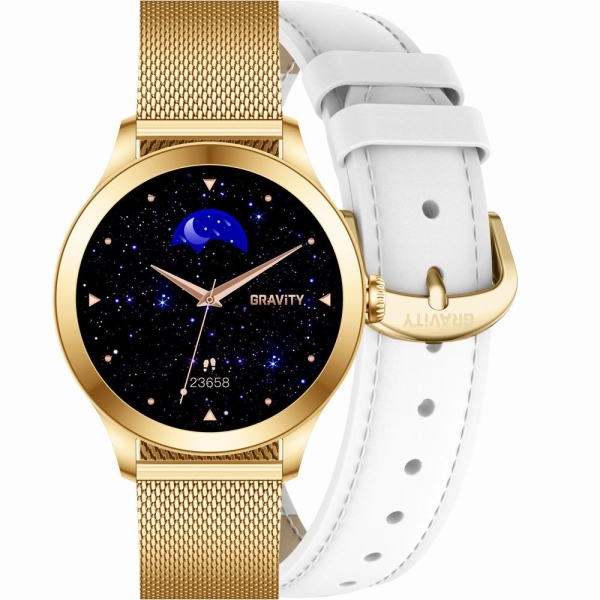 Smartwatch Gravity Biało Złoty 2 Paski GT25-2 PRO kolor —