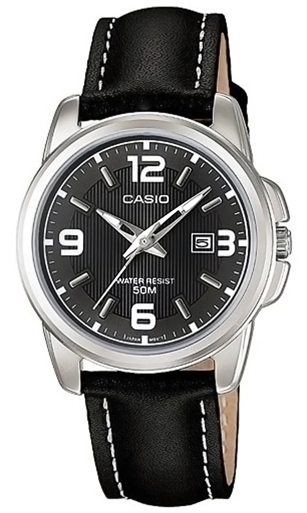 Zegarek damski Casio LTP-1314L-8AVDF CA0122 skórzany pasek, czarna tarcza