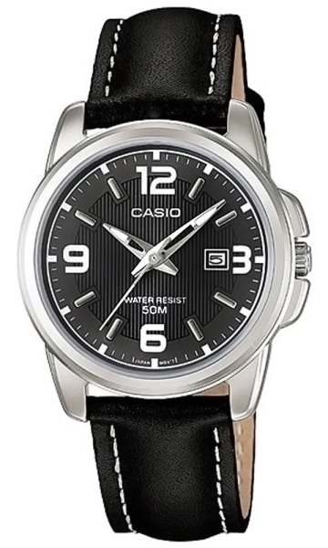 Zegarek damski Casio LTP-1314L-8AVDF CA0122 skórzany pasek, czarna tarcza kolor —