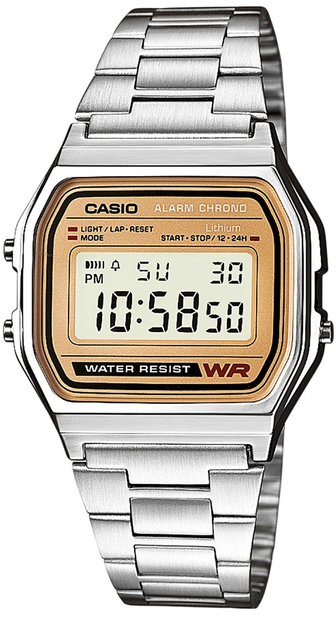 Zegarek damski Casio Vintage A158WEA-9EF cyfrowy, stalowa bransoleta